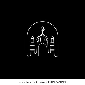 Eid Mubarak celebration- Mosque. Vector illustration.