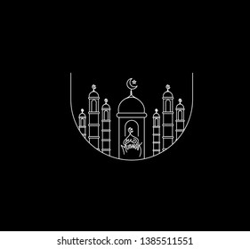 Eid Mubarak celebration- Mosque. Vector illustration.