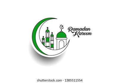 Eid Mubarak celebration- Mosque. Vector illustration.