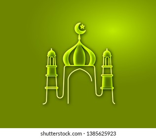 Eid Mubarak celebration- Mosque. Vector illustration.