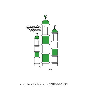 Eid Mubarak celebration- Mosque. Vector illustration.