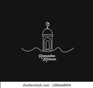 Eid Mubarak celebration- Mosque. Vector illustration.