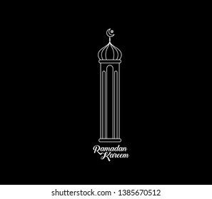 Eid Mubarak celebration- Mosque. Vector illustration.