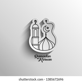Eid Mubarak celebration- Mosque. Vector illustration.