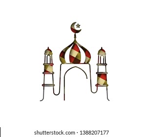 Eid Mubarak celebration- Mosque. Vector illustration.