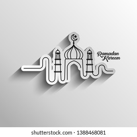 Eid Mubarak celebration- Mosque. Vector illustration.
