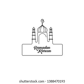 Eid Mubarak celebration- Mosque. Vector illustration.