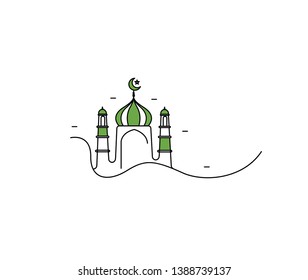 Eid Mubarak celebration- Mosque. Vector illustration.