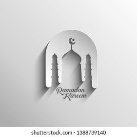 Eid Mubarak celebration- Mosque. Vector illustration.