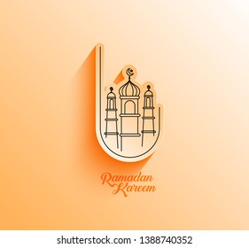 Eid Mubarak celebration- Mosque. Vector illustration.

