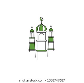 Eid Mubarak celebration- Mosque. Vector illustration.