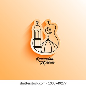 Eid Mubarak celebration- Mosque. Vector illustration.