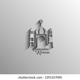Eid Mubarak celebration- Mosque. Vector illustration.