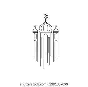 Eid Mubarak celebration- Mosque. Vector illustration.