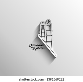 Eid Mubarak celebration- Mosque. Vector illustration.