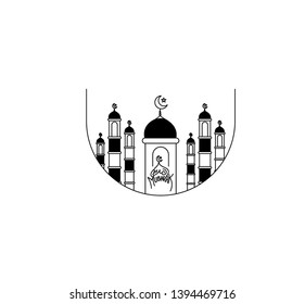 Eid Mubarak celebration- Mosque. Vector illustration.