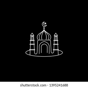 Eid Mubarak celebration- Mosque. Vector illustration.