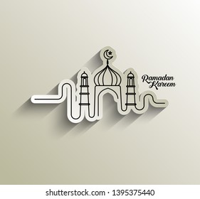 Eid Mubarak celebration- Mosque. Vector illustration.