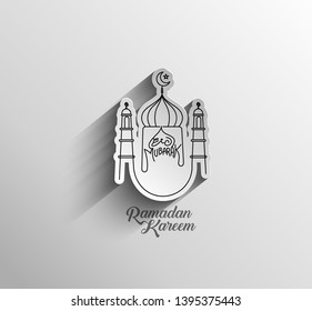Eid Mubarak celebration- Mosque. Vector illustration.