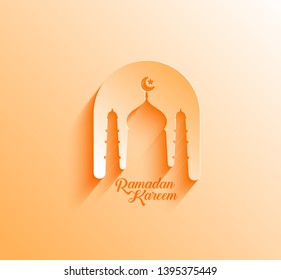 Eid Mubarak celebration- Mosque. Vector illustration.