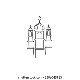 Eid Mubarak celebration- Mosque. Vector illustration.