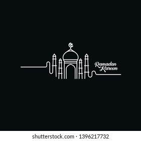 Eid Mubarak celebration- Mosque. Vector illustration.