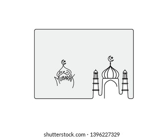 Eid Mubarak celebration- Mosque. Vector illustration.