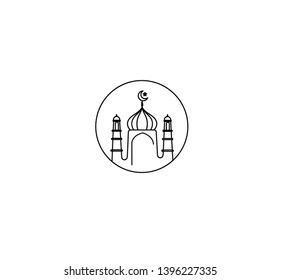Eid Mubarak celebration- Mosque. Vector illustration.