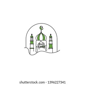 Eid Mubarak celebration- Mosque. Vector illustration.