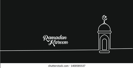 Eid Mubarak celebration- Mosque. Vector illustration.