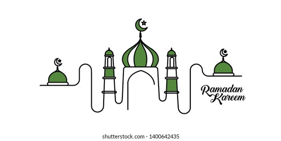 Eid Mubarak celebration- Mosque. Vector illustration.