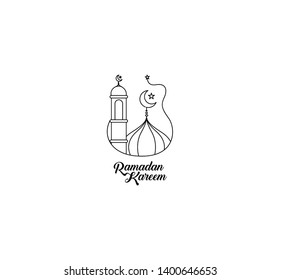 Eid Mubarak celebration- Mosque. Vector illustration.