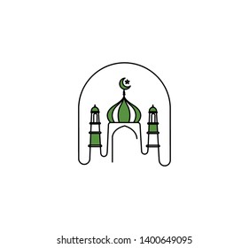 Eid Mubarak celebration- Mosque. Vector illustration.
