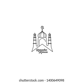 Eid Mubarak celebration- Mosque. Vector illustration.