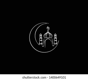 Eid Mubarak celebration- Mosque. Vector illustration.