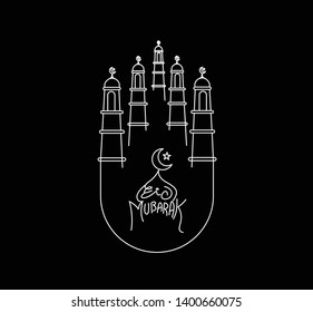 Eid Mubarak celebration- Mosque. Vector illustration.