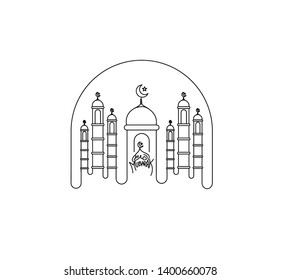 Eid Mubarak celebration- Mosque. Vector illustration.