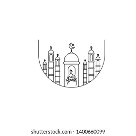 Eid Mubarak celebration- Mosque. Vector illustration.