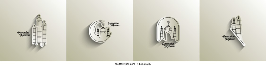 Eid Mubarak celebration- Mosque. Vector illustration.