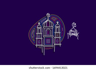 Eid Mubarak celebration- Mosque. Vector illustration.