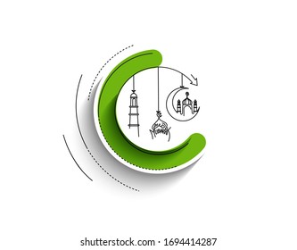 Eid Mubarak celebration- Mosque. Vector illustration.