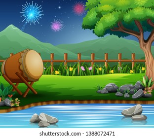 Eid mubarak celebration on the beautiful nature