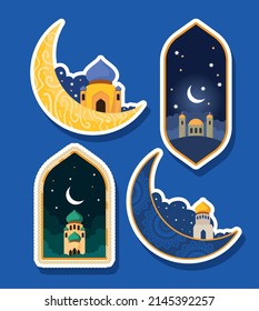 eid mubarak celebration set icons