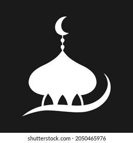 Eid Mubarak clipart. Stencil moon, masjid. Vector stock illustration. EPS 10