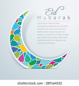 Eid Mubarak Colorful Crescent Arabic Pattern