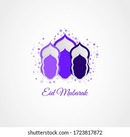 Eid mubarak colorful design can be used for greeting card, poster and banner. Modern and beautiful Islamic decoration with a sprinkling of beautiful stars and combined with an attractive blue color