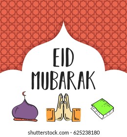 Eid Mubarak Colorful Greeting card for Islamic Celebration Vector Illustration