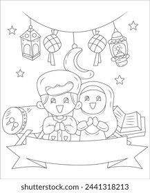 Eid Mubarak Coloring Book Page For Kids