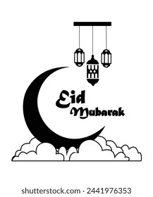 EID MUBARAK coloring book page for kids or all