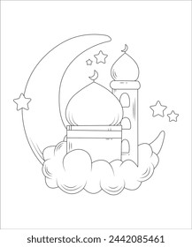 Eid Mubarak coloring book page for kids